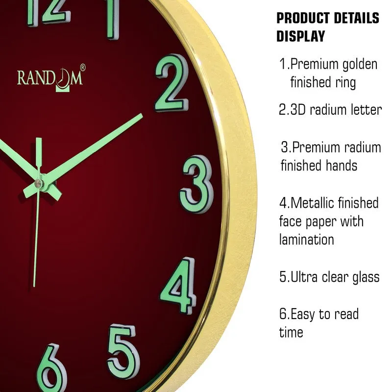 Cronel Round Modern Plastic Wall Clock - Maroon media 6