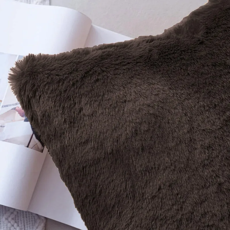 Fur Dual Cushion Cover Set (Brown) - Set Of Two media 6