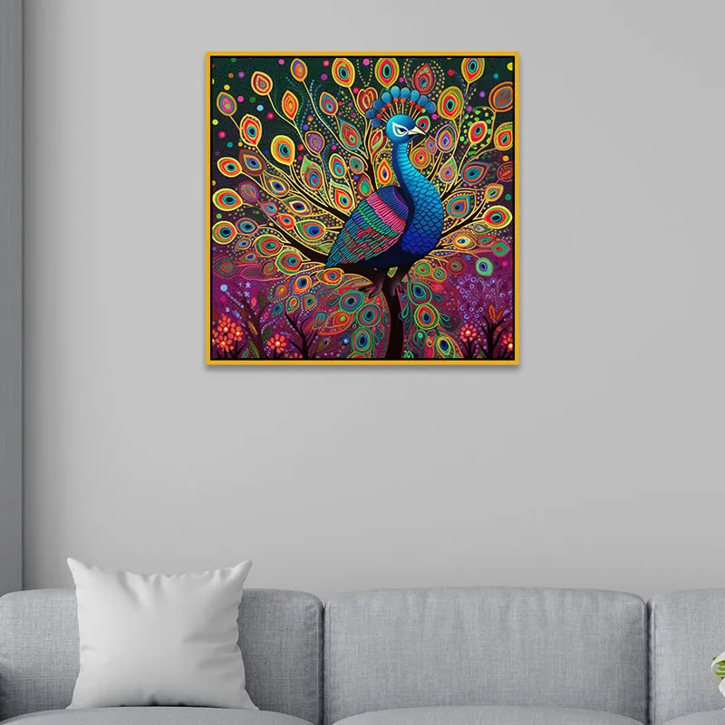 Peacock Majesty Canvas Wall Art With Frame media 6