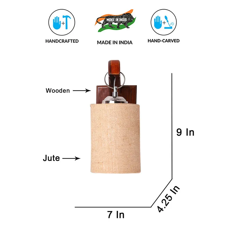 Estrella Jute & Wooden Wall Lamp - Beige media 6