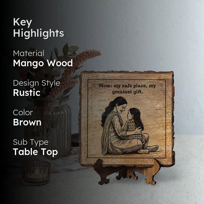 Mom Is A Safe Place Wood Showpiece - Square media 2