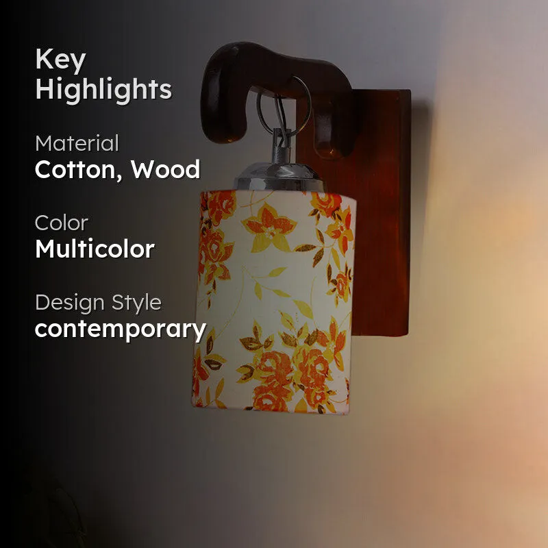 Klarion Printed Wooden Wall Lamp - Orange media 2