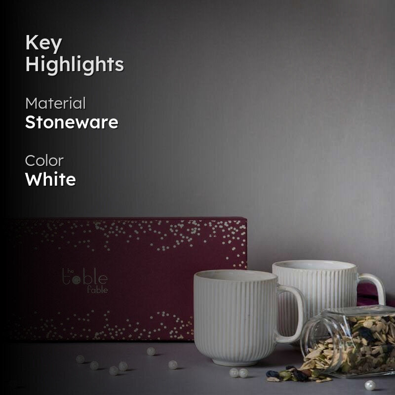 Whisker Stripes Ivory Mug Gift Box - Set Of Three media 2