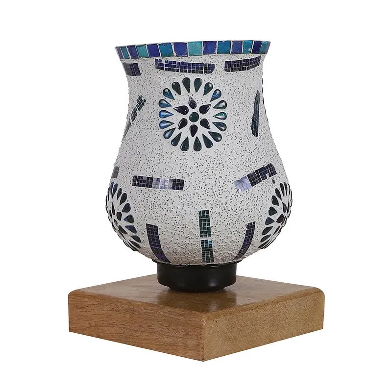 Solace Mosaic Glass Table Lamp With Wooden Base - Multicolor media 5