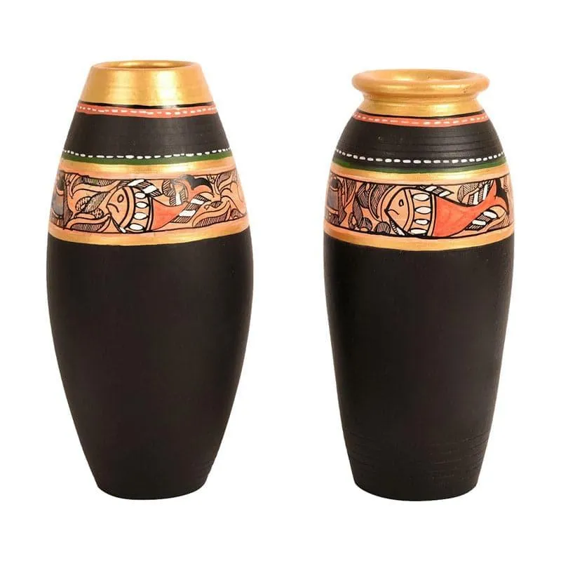 Anadya Tribal Terracotta Vase - Set Of Two media 3