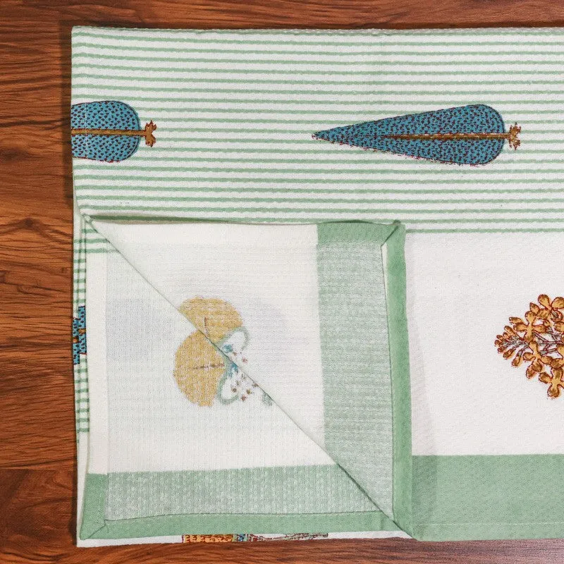 Jungle Fern Cotton Hand Towel (Light Green) - Set Of Two media 6