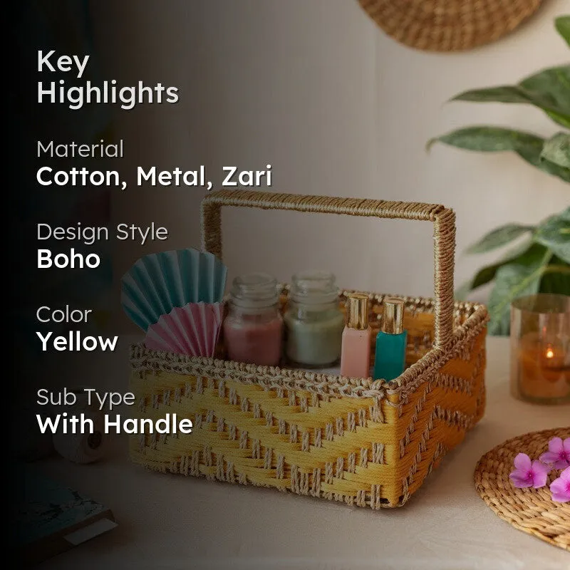 ZariLoom (Cotton,Metal,Zari) Storage Basket media 2