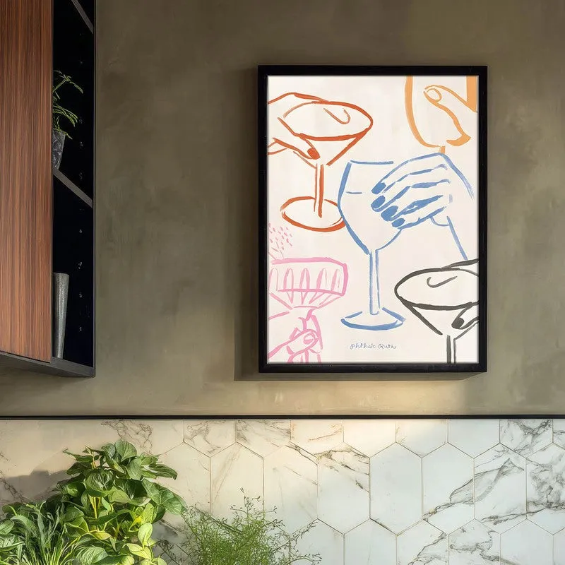 Wine Splash Archival Canvas Wall Art - Black media 3