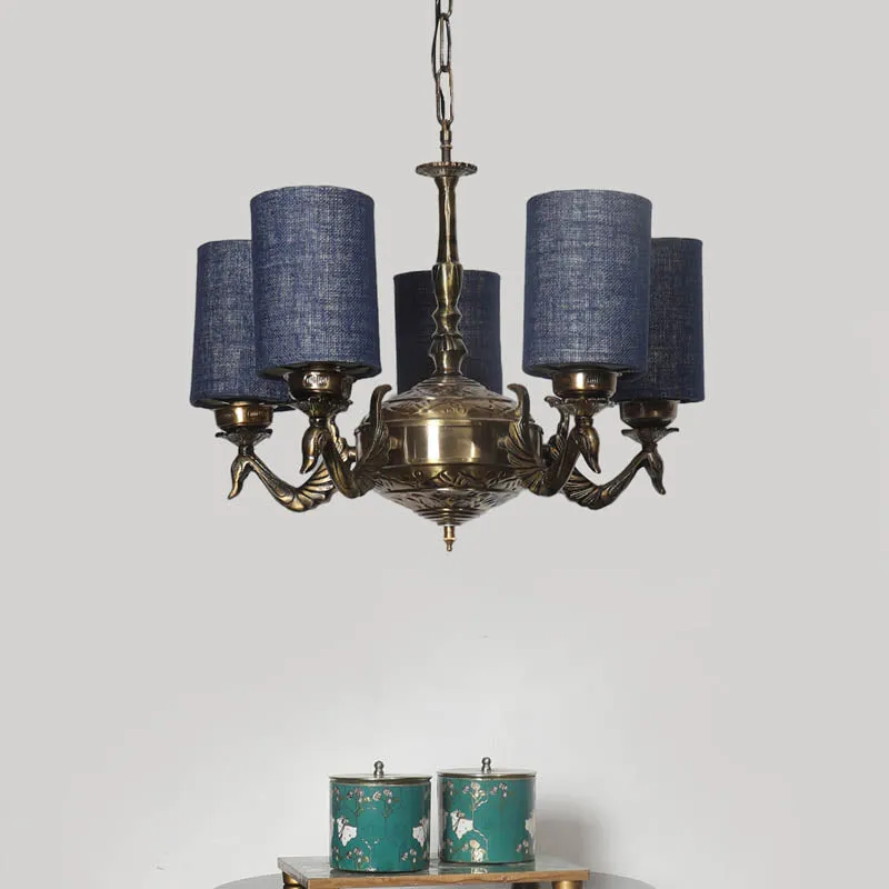 Amour Cylindrical Golden Antique Ceiling Lamp media 2