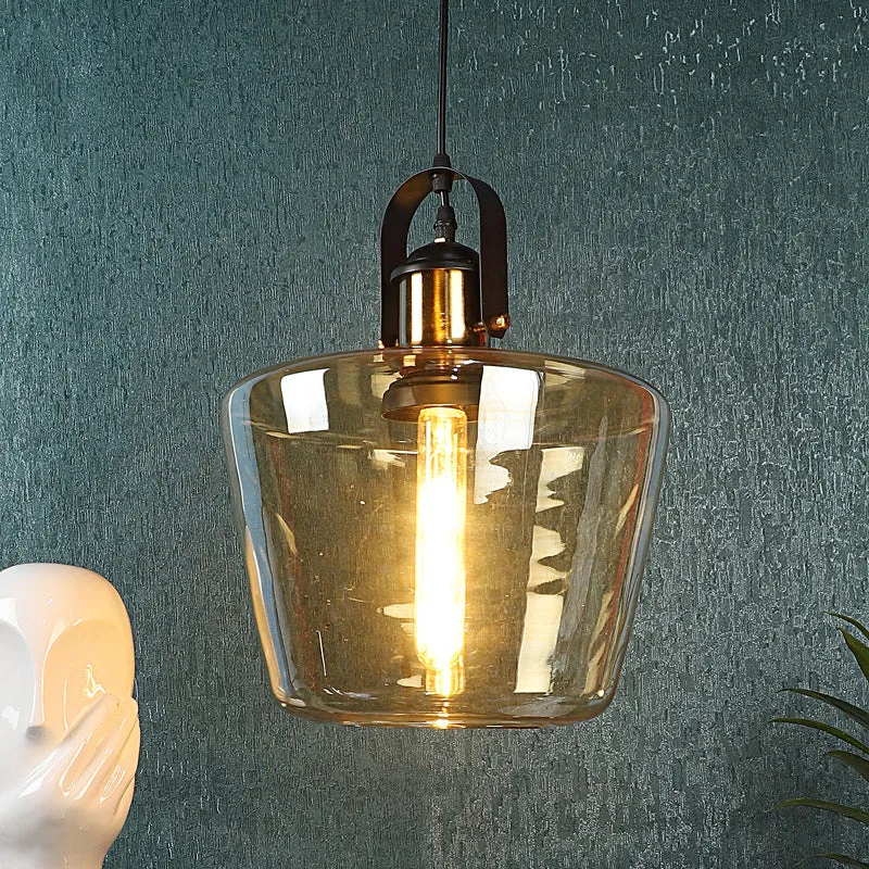 Nyxra Glass & Iron Ceiling Lamp - Gold media 2