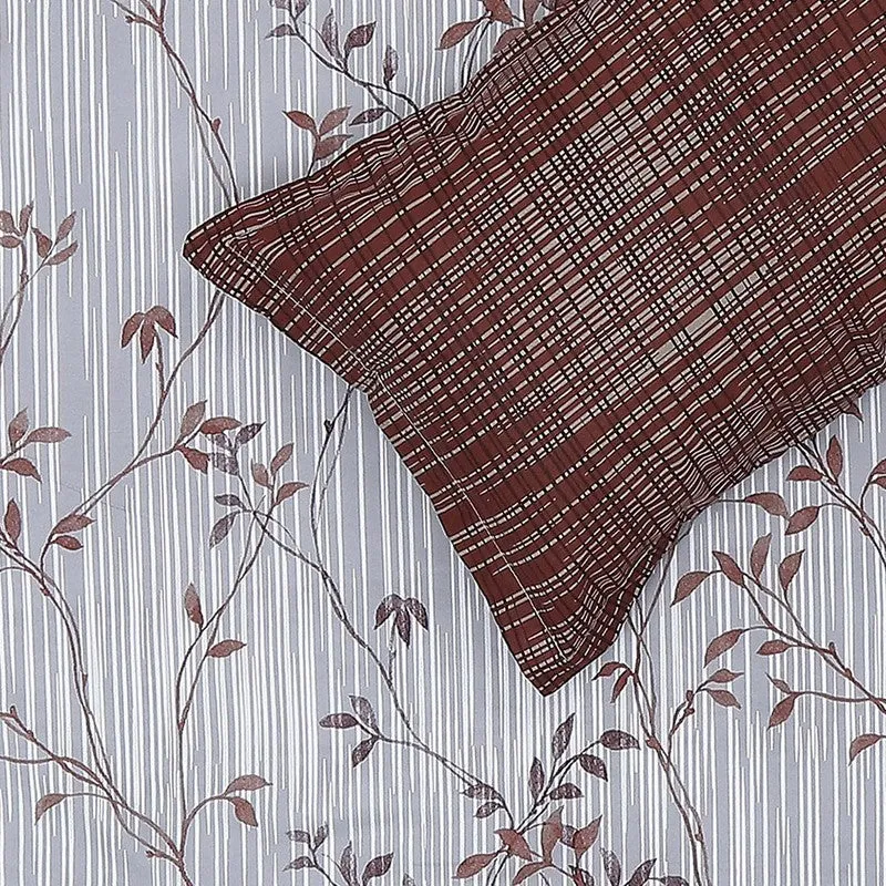 Monte Carlo Flora Form Cotton Bedsheet (White,Brown) - 104 TC media 6