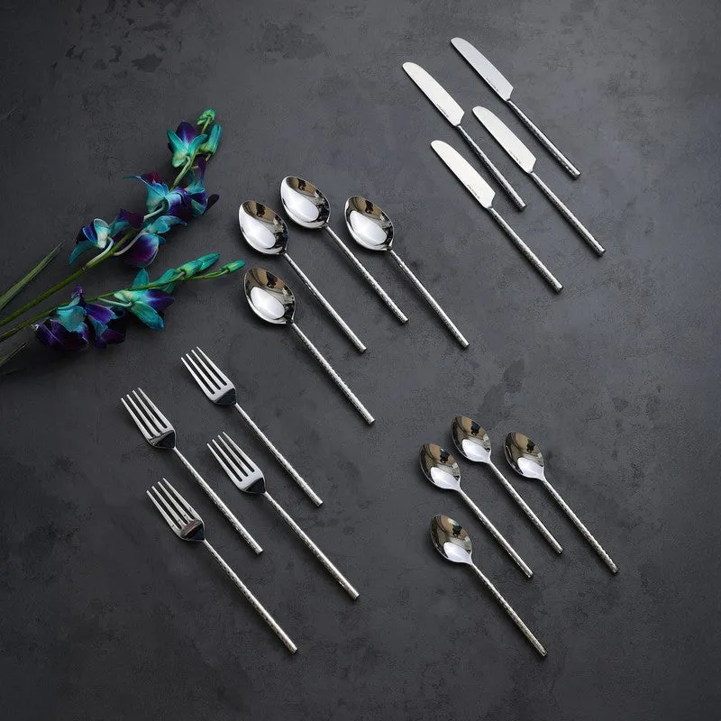 Lunaro Stainless Steel Cutlery Set (Silver) - Sixteen Piece Set media 1