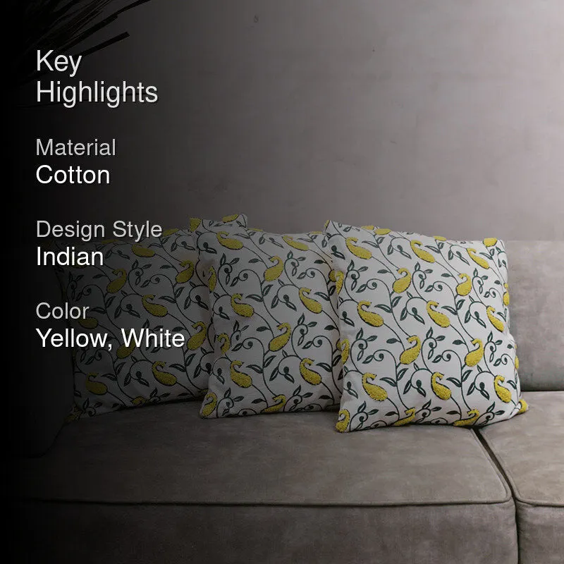 Tuft Tales Tufted Cushion Cover (Yellow & White) - Set Of Three media 2