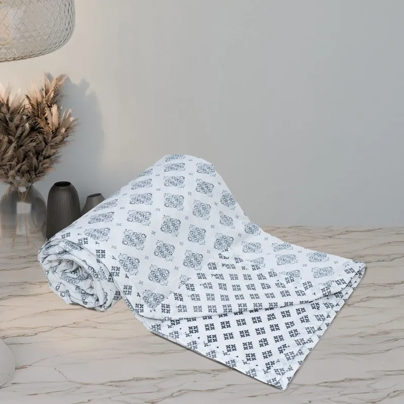 Florique Reversible Cotton Dohar (Blue,White) - 120 GSM media 9