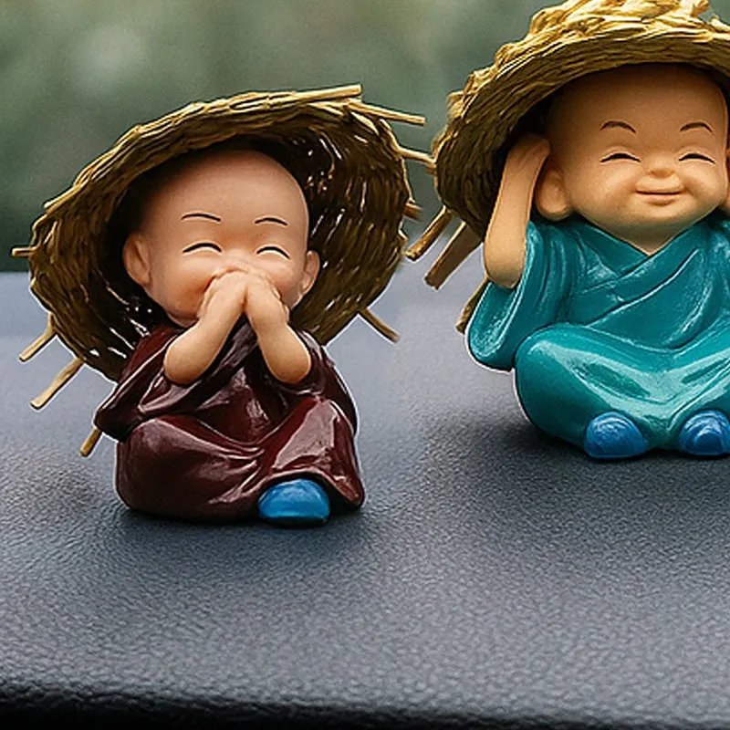Baby Monk with hat Showpiece - Set Of Four media 5