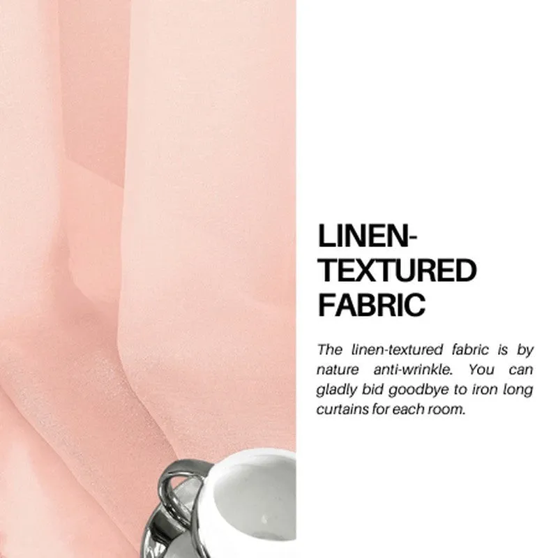 Urban Space Linen-Texture Curtain With Pom Pom (Blush Pink) - Set Of Two media 6