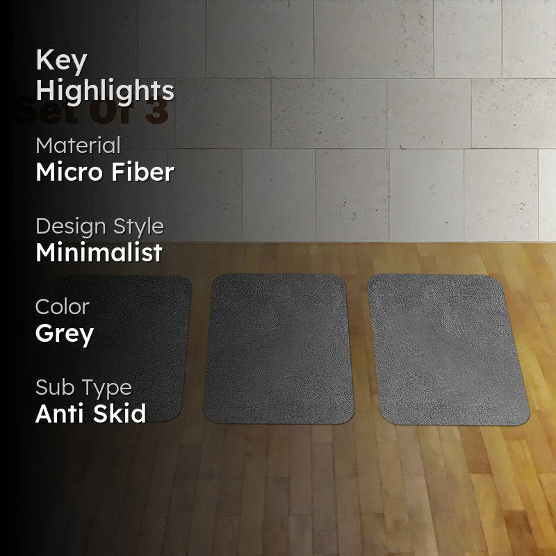 Lois Anti Skid Micro Fiber Bath Mat (Grey) - Set Of Three media 2