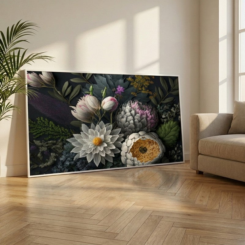 Twilight Bloomscape Canvas Wall Painting With Frame