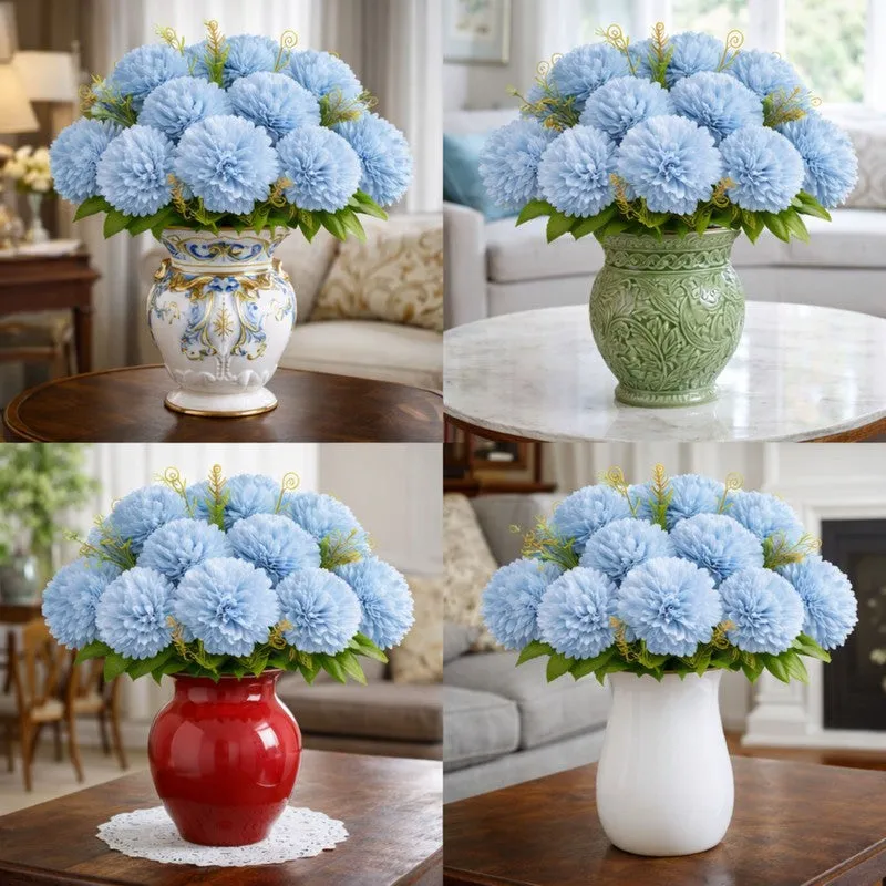 Florisse Artificial Hydrangea Flower (Blue) - Set Of Four media 3