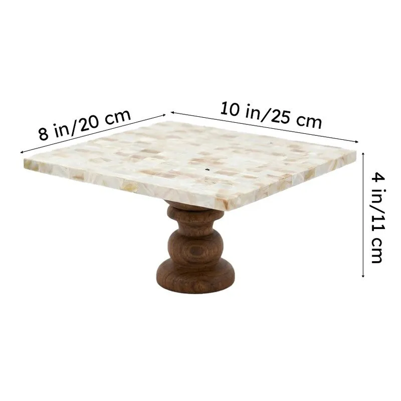 Letvo Marble Cake Stand With Wooden Base media 7