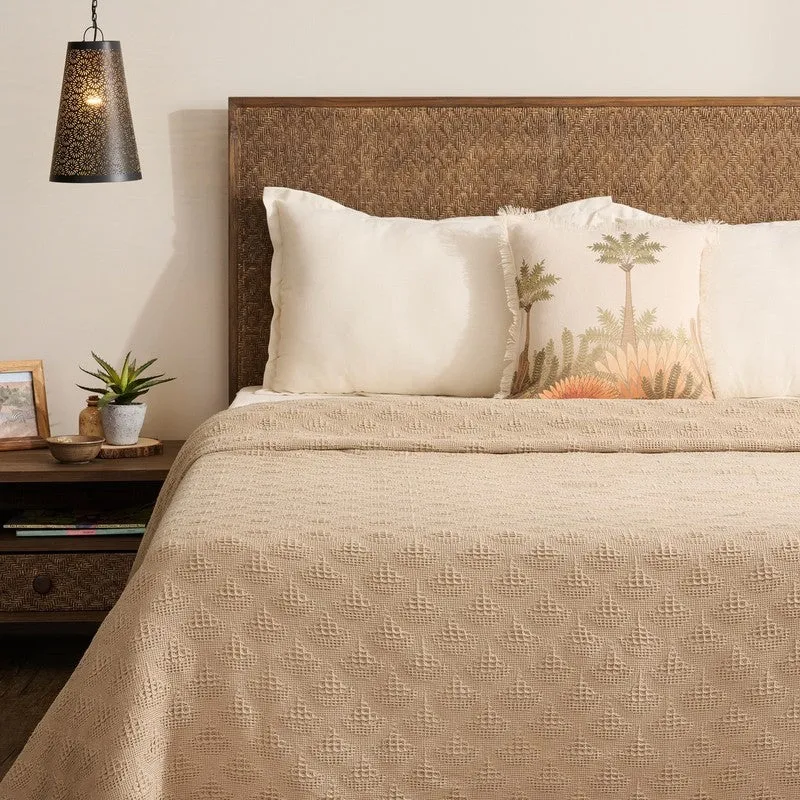 Geo Haven Cotton Bedcover (Beige) (350 Gsm) - Two Piece Set media 1