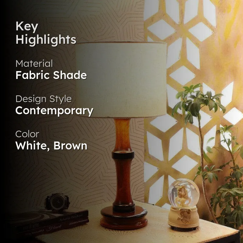 Urbane Troton Fabric Table Lamp - White,Brown media 2