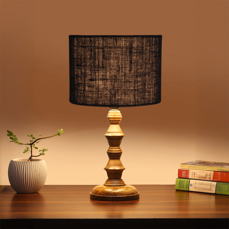 Sienna I Timber Wooden Table Lamp - Black,Brown