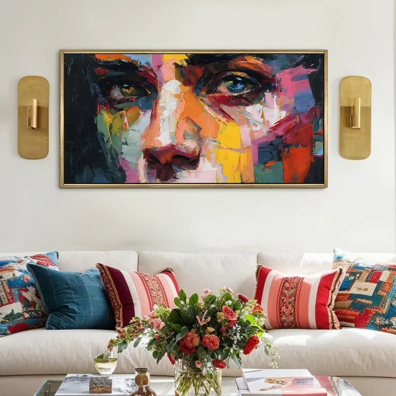 Piercing Gaze Canvas Wall Painting With Frame media 1