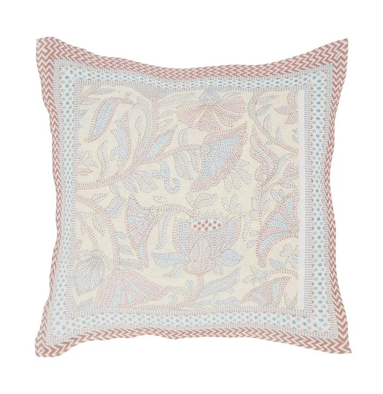 Viya Flora Cotton Diwan Set (Blue & Yellow) - Eight Piece Set media 3