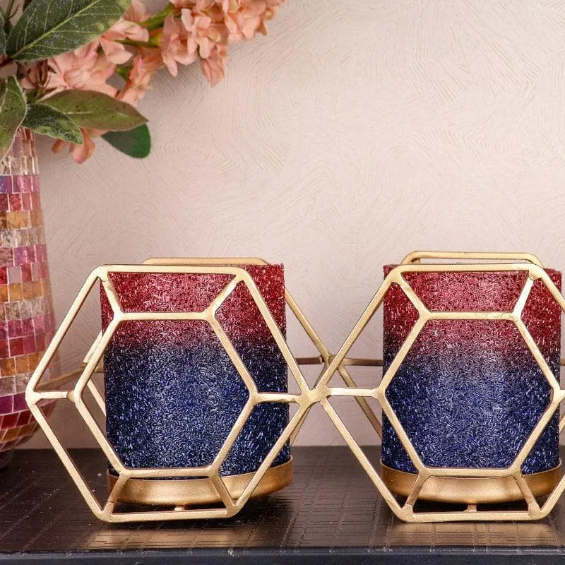 Suzette Triple Votive (Blue & Red) media 3