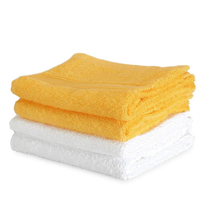 Pluma Cotton Hand & Face Towel (Yellow & White) - Set Of Four media 3