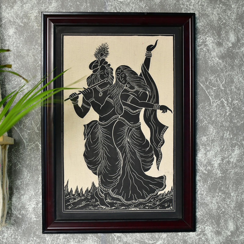 Radha-Krishna Silhouette Ceramic Wall Art
