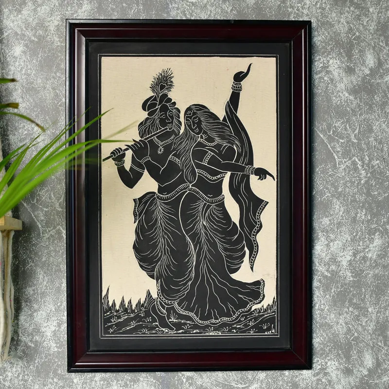 Radha-Krishna Silhouette Ceramic Wall Art media 1