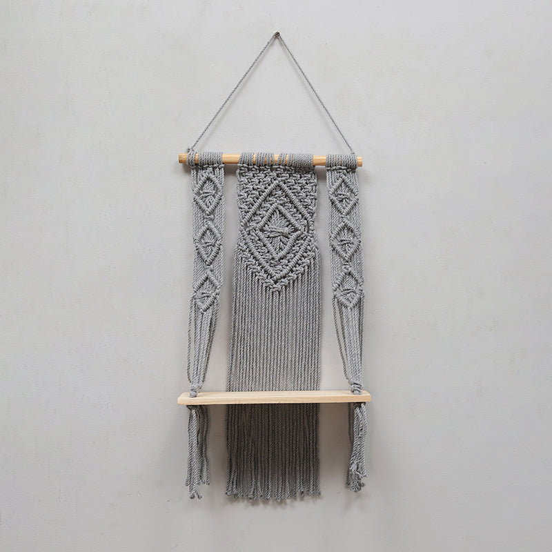Knotix Macrame Wall Shelf - Grey media 4