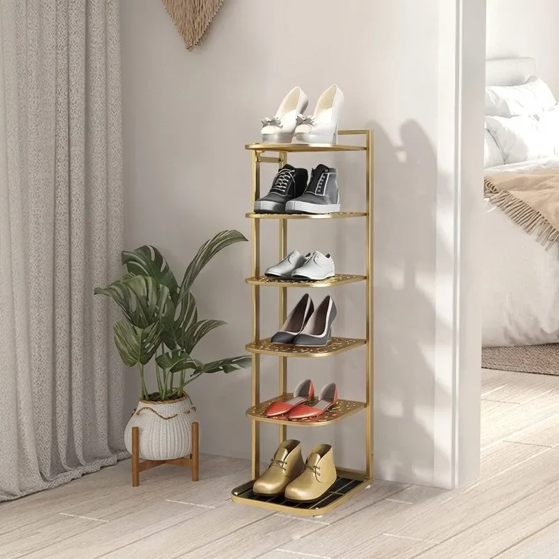 Portable Metal Shoe Rack - Gold media 3