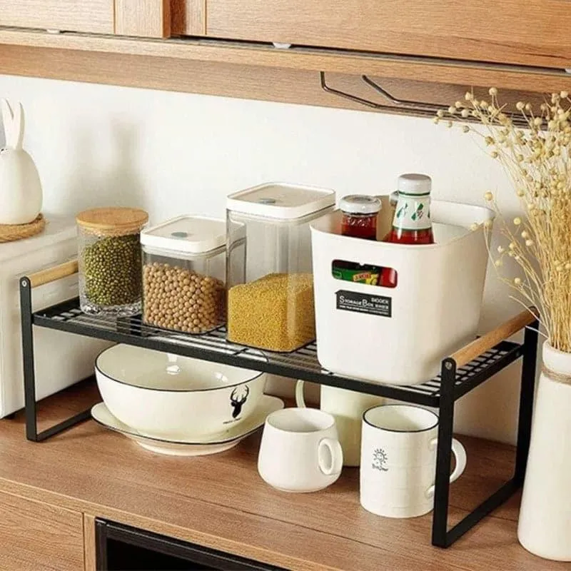 Kitchen Club Black Countertop Riser Table - Space-Saving Organizer media 1