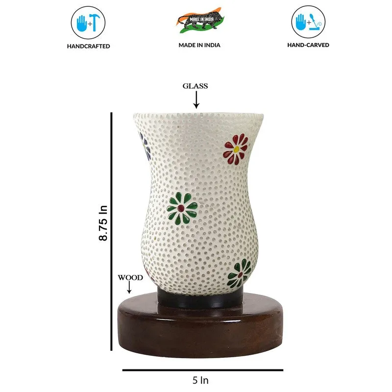 Glazora Mosaic Glass Table Lamp With Wooden Base - Multicolor media 8