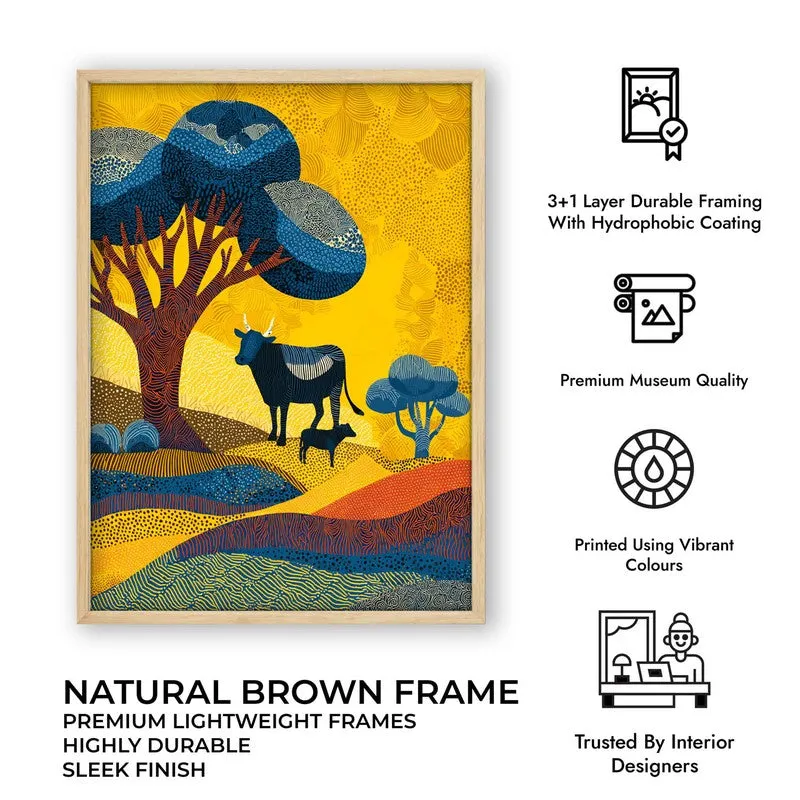 Sunlit Canvas Wall Painting With Brown Frame media 10