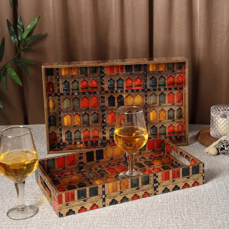 Rasdhara Wood Serving Tray (Large & Medium) - Set Of Two media 3