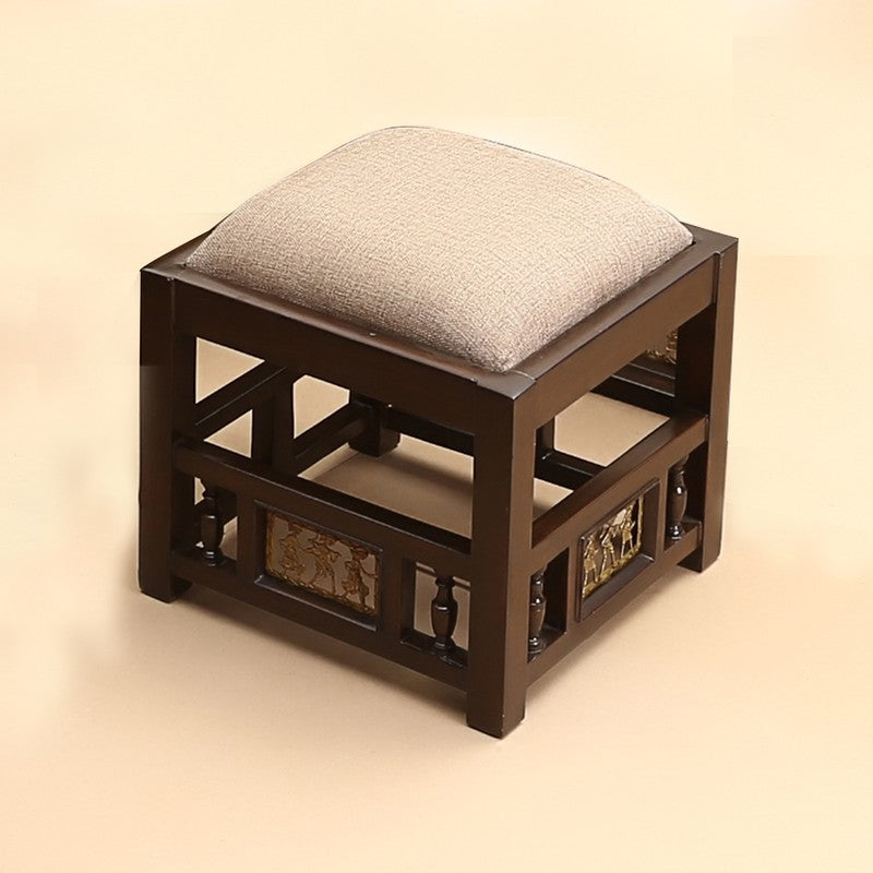 Coco Teak Wood Pouffe