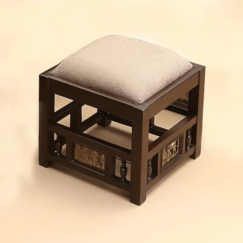 Coco Teak Wood Pouffe media 1