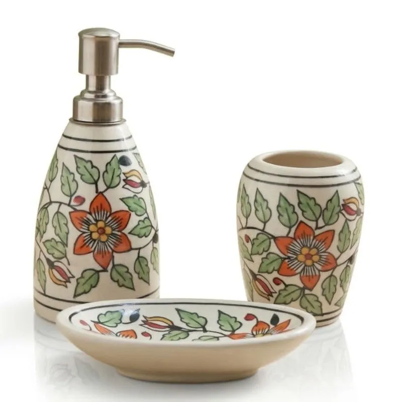 Aqua Charm Ceramic Bathroom Set - Three Piece Set media 4