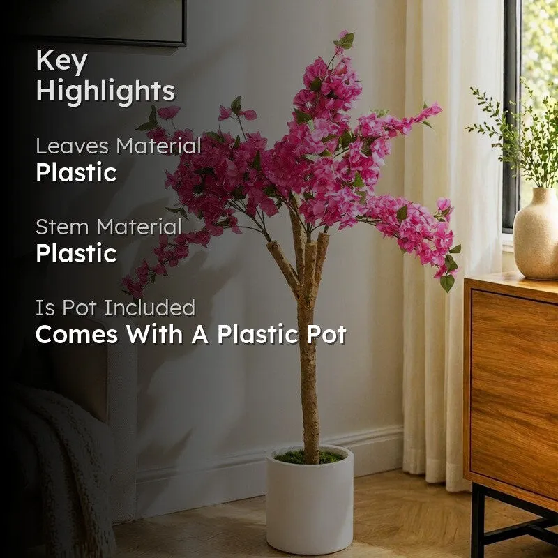 Serenity Bougainvillea Artificial Plant With Black Plastic Pot - 165 cm (5.4 ft) media 2
