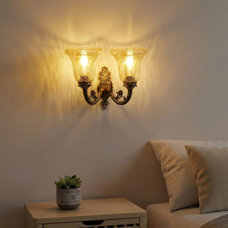 Crystal Flare Antique Base Glass Wall Lamp