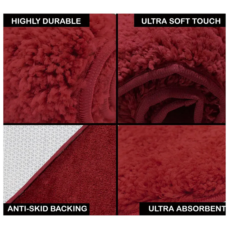 Nuo Luxe Tufted Micro Fiber Area Rug - Maroon media 6
