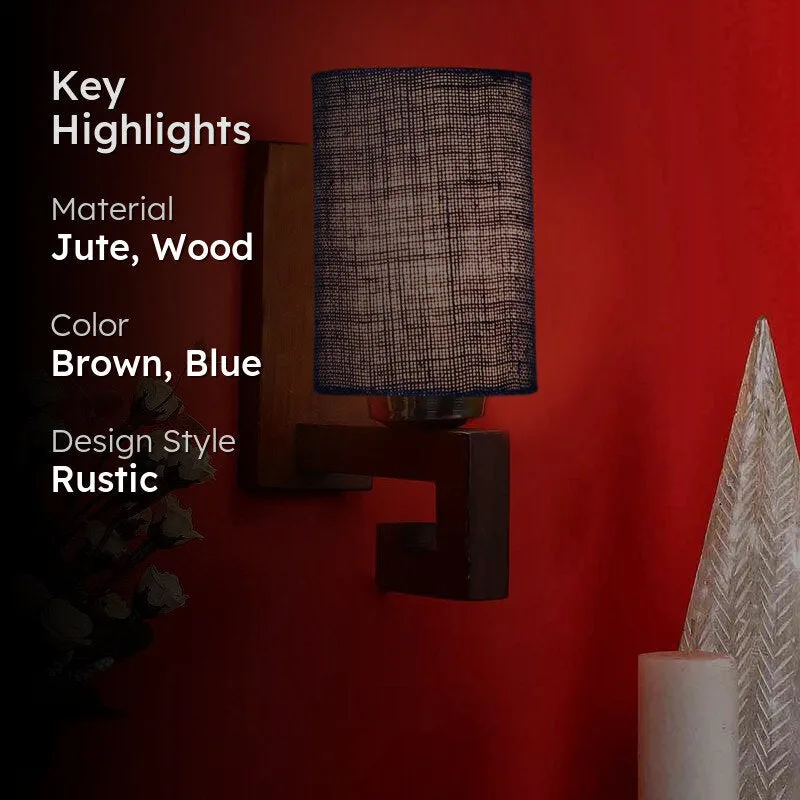 Cerulean Cylindrical Wooden Wall Lamp media 2