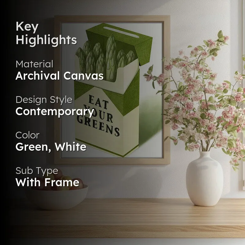 Eat Your Greens Archival Canvas Wall Art - Brown media 2