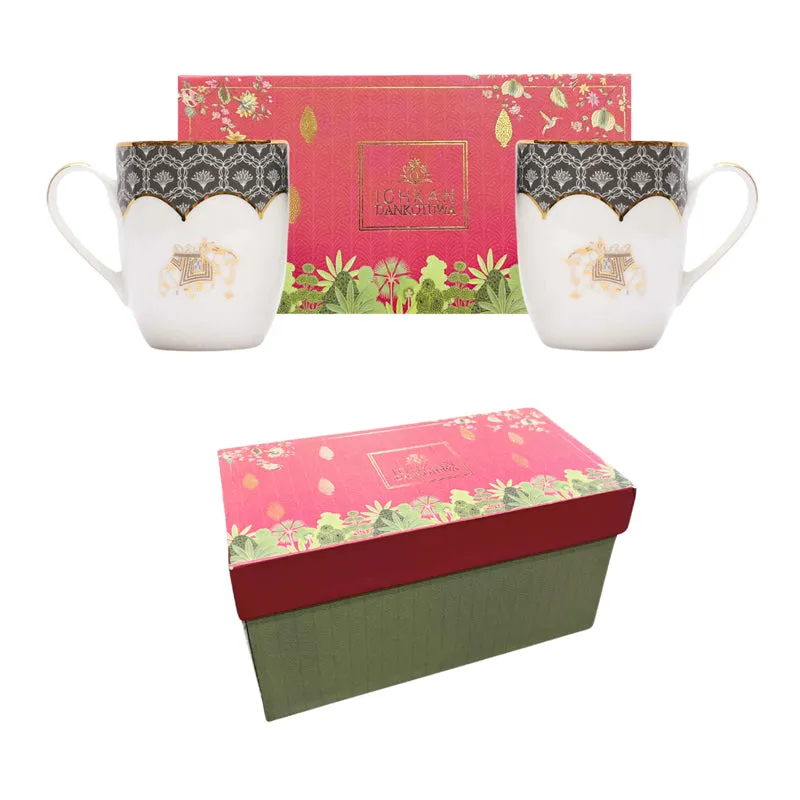 Gilded Legacy Coupe 24k Gold Brushed Porcelain Coffee Mug (280 mL Each/Grey) - Set Of Two media 9