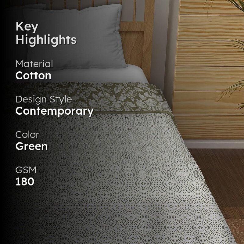 Topini Reversible Cotton Dohar (Olive Green)  - 180 GSM media 2
