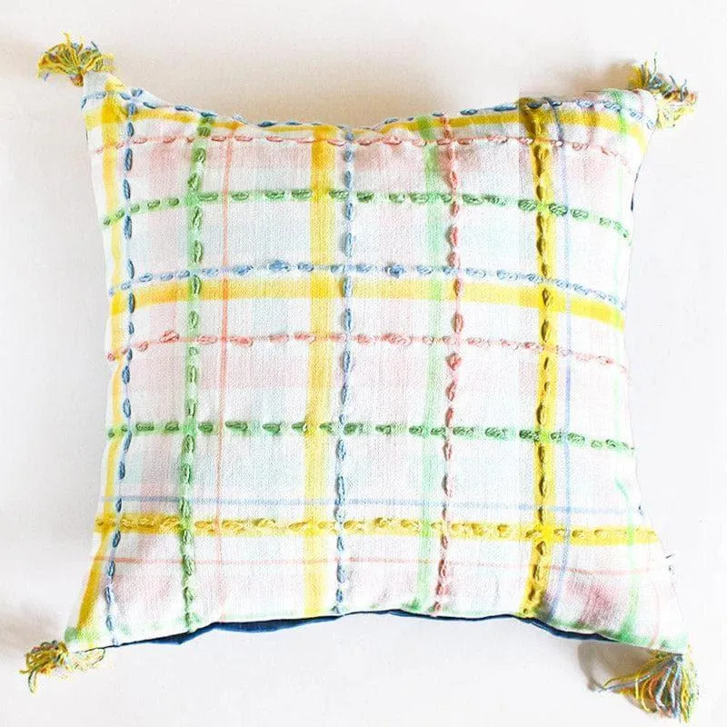 Zelda Embroidered Cotton Cushion Cover media 2